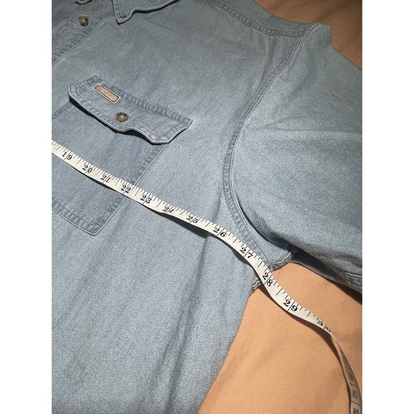 Vintage Carhartt Denim 2XL Denim Shirt 90s Y2K Denim Button Down XXL Work Shirt - Picture 6 of 9